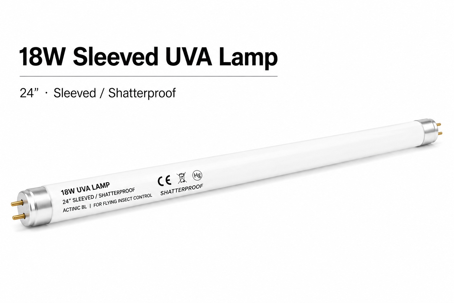 18W sleeved shatterproof UVA replacement lamp, 24 inch, HACCP compliant