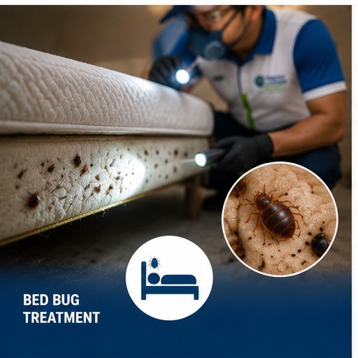 Bed bug treatment of a mattress and bed frame